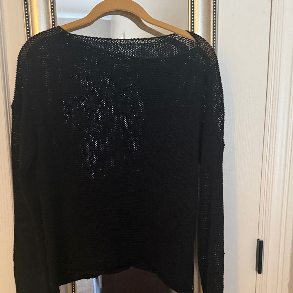 DKNY Black Open-Knit Top